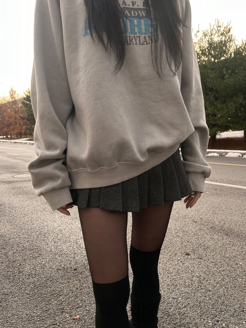 Winter wool short slit pleated mini skirt (2 colors)