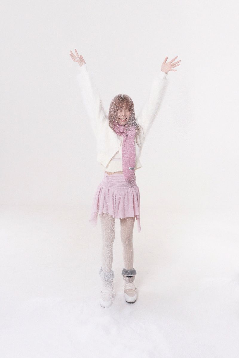 Mini ribbon muffler_pink