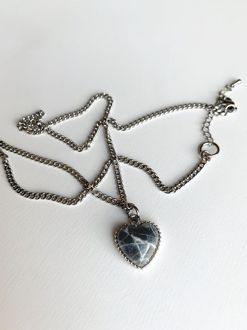 Gray marble heart necklace