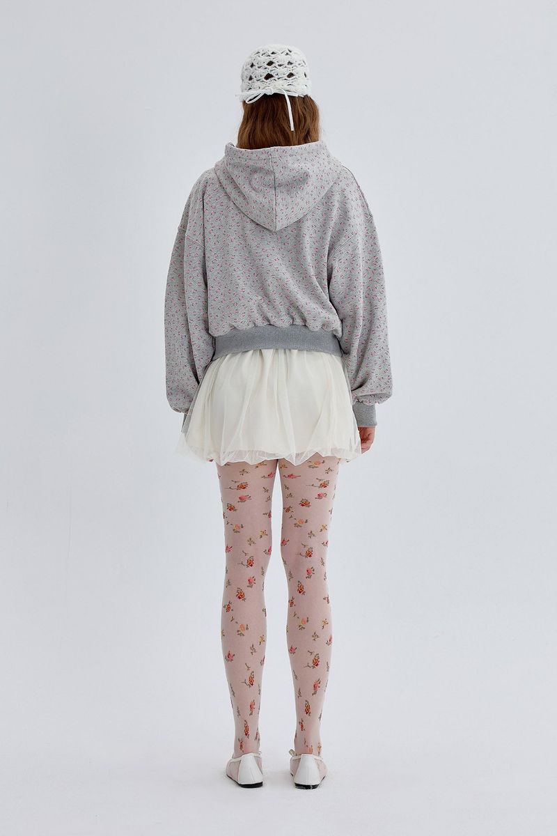 Lace Hood Zip Up [Gray]