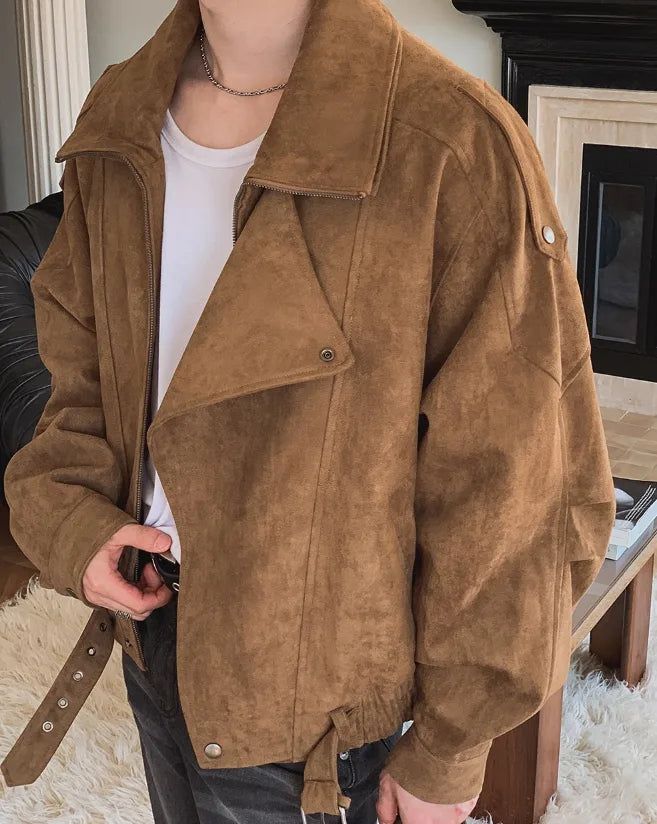 Seidon Suede High-Neck Rider Jacket