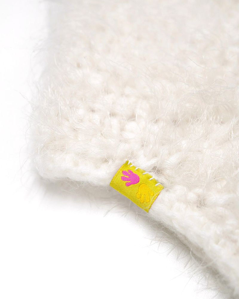 Hand Earflap Beanie - cream