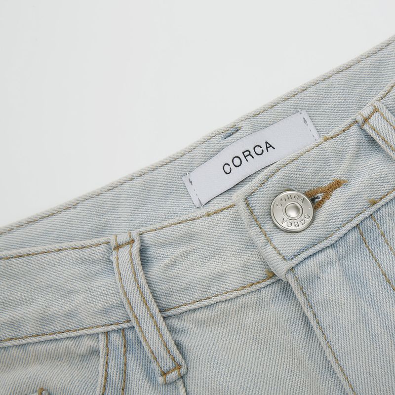 Pintuck Wide Denim Pants Grey