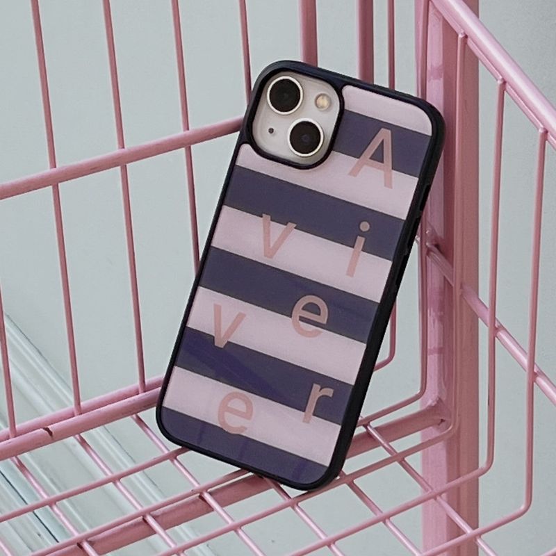 [MADE] stripe logo glass bumper(pinkgrey)