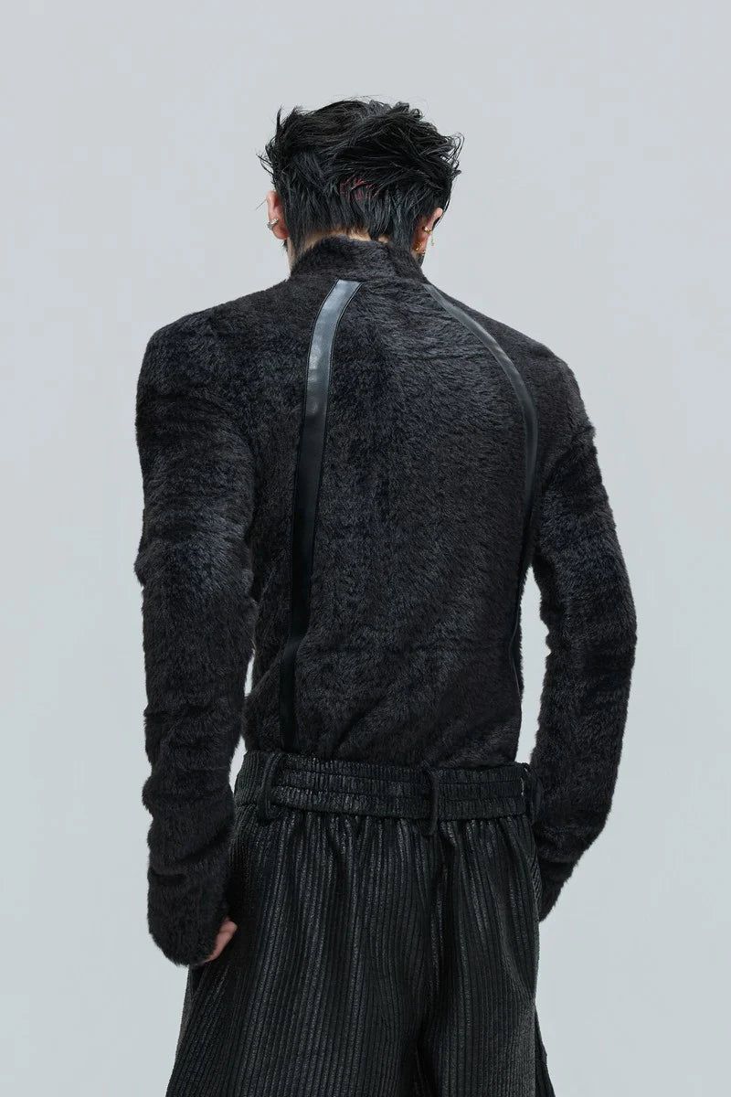 Deconstructed Fleece Turtleneck Top