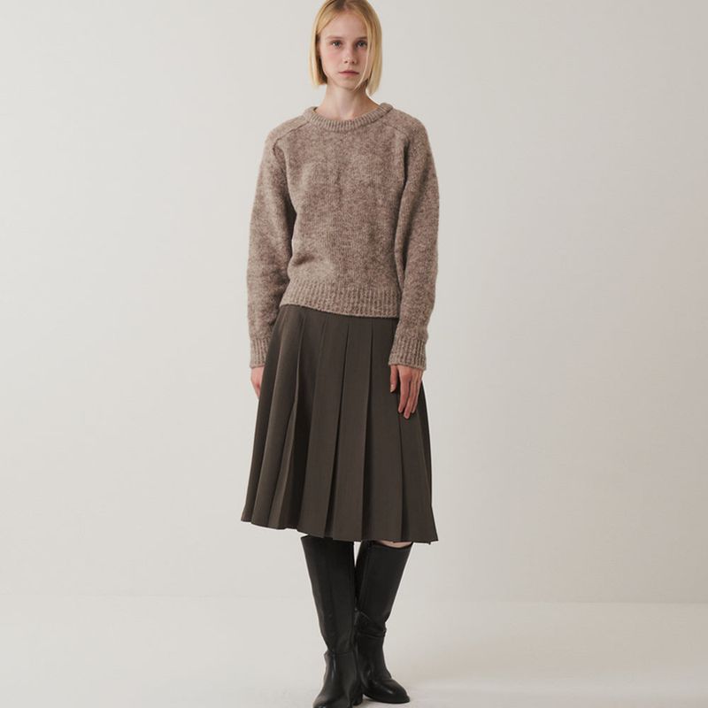 Saddle Sleeve Vintage Sweater_Beige