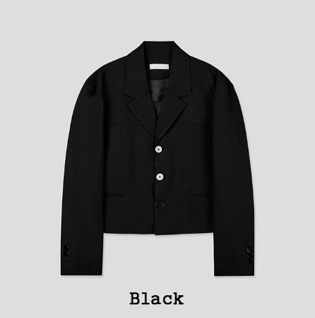 Ellier Three-Button Cropped Blazer