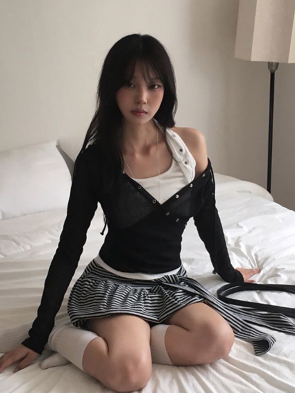 26SS★ [MADE] Pyoli Eyelet Halter Ribbed Sleeveless