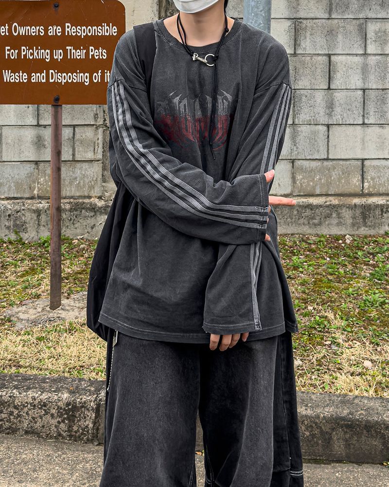 JIIGEUM(ジグム)の「Crew Track Pigment Long Sleeve T-Shirt(Tops)」