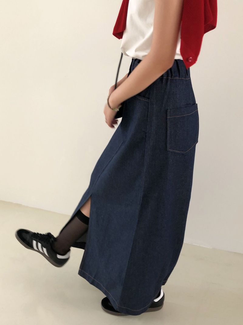 Picnic denim long skirt 