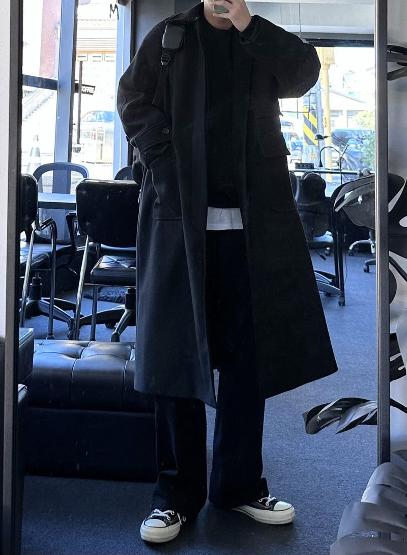 frang double pocket kara wool coat