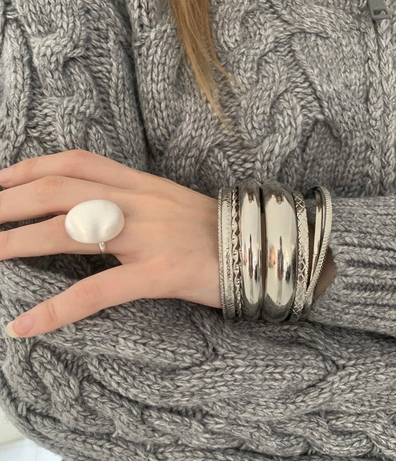 Mixed silver bangle SET