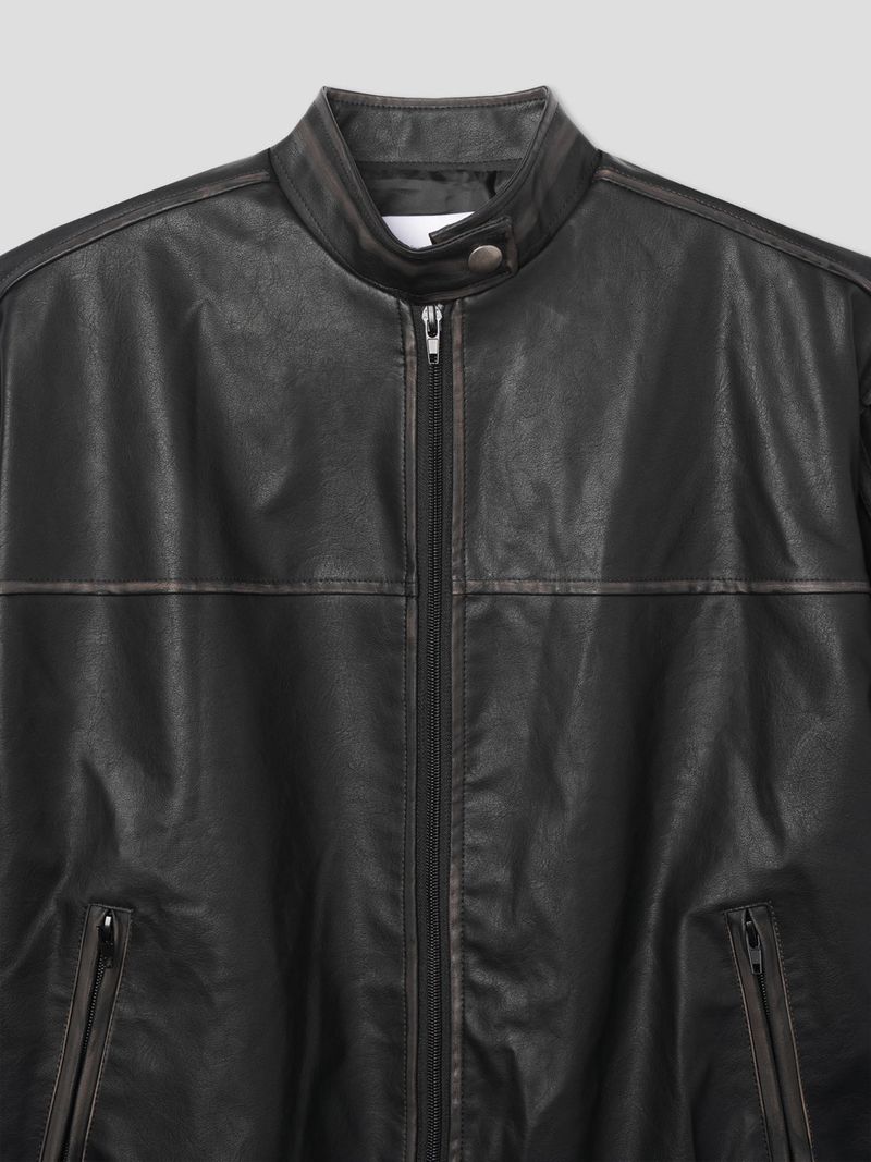 LMN deep washing leather crop jacket (2 colors)