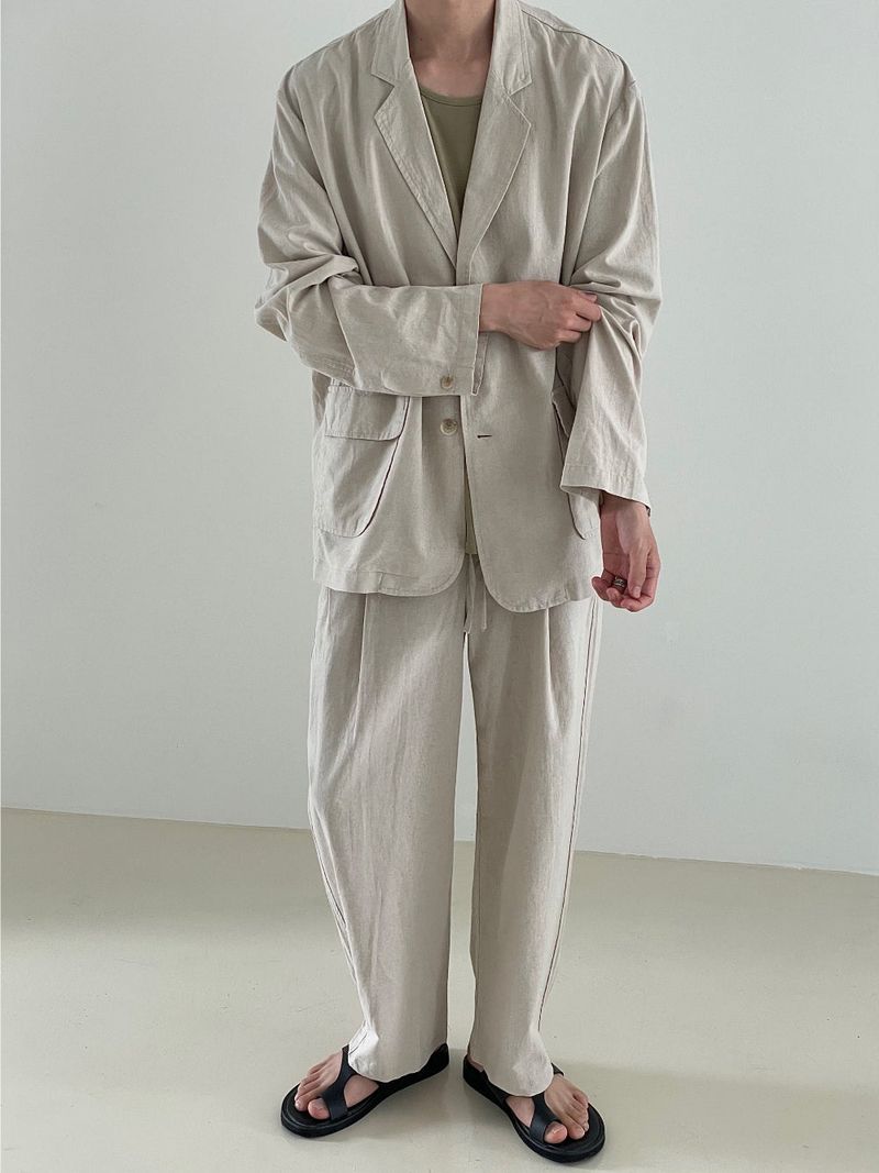 Basic Linen set up blazer jk