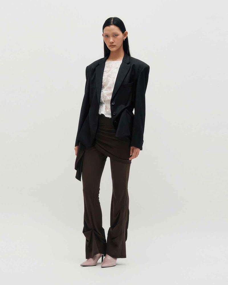 Layered Wrap Tie _ BROWN