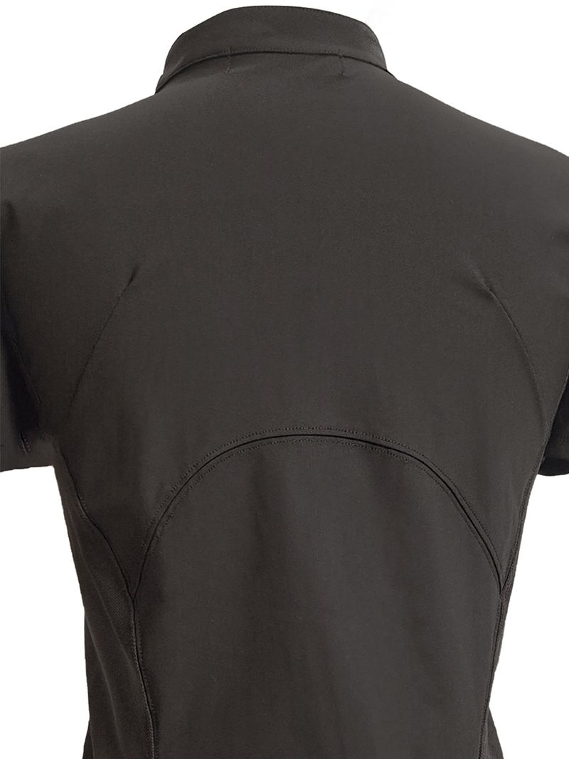  CURVED ZIP-UP SHIRT . DARK BROWN