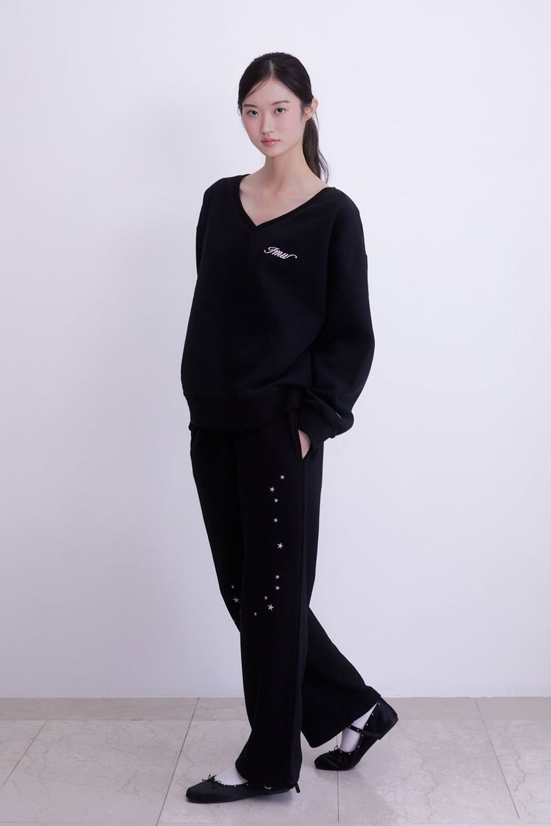 star embroidered two-way sweatpants (BLACK)