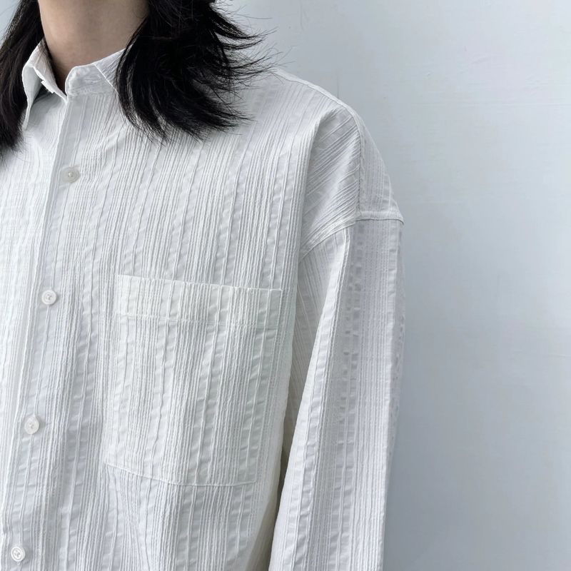 Textured Stripe Drop-Shoulder Shirt