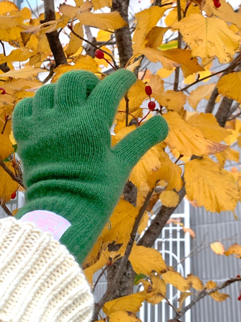 Let It Snow Label Gloves (Green)