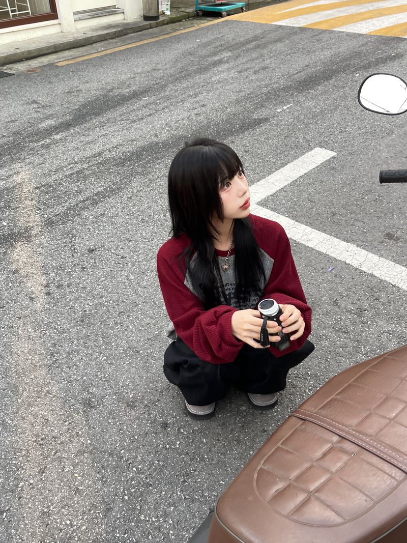 Shino raglan waffle sweatshirt 