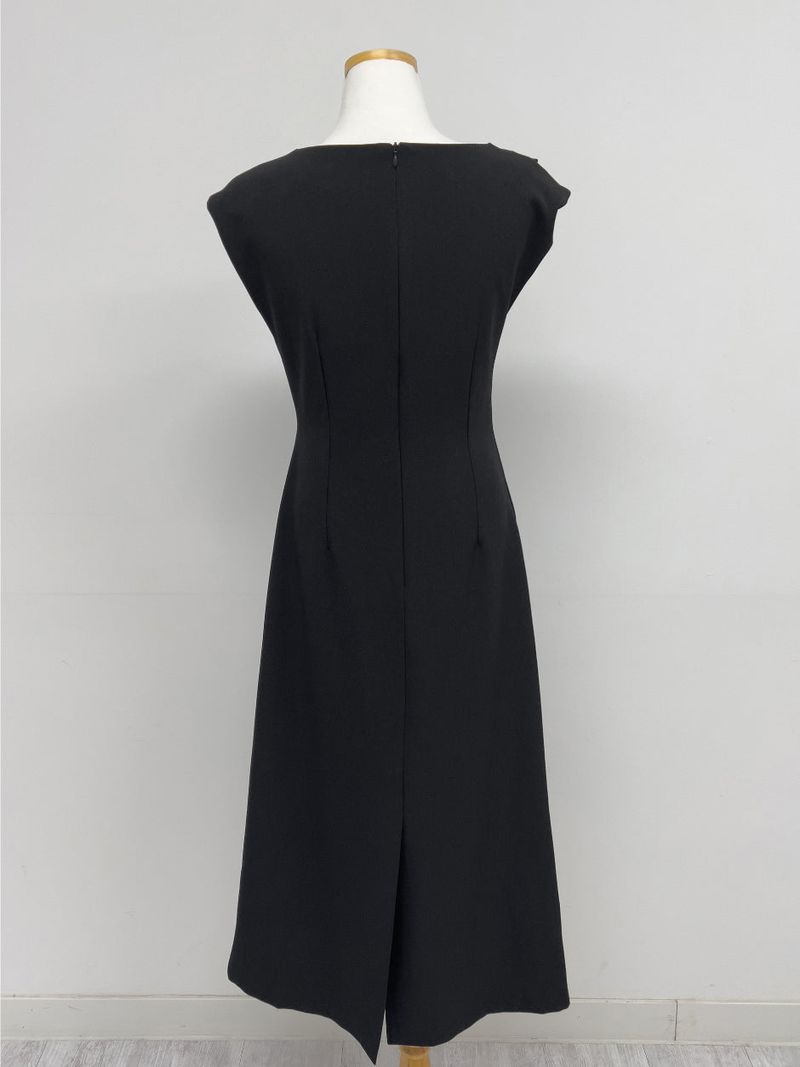 Boat Neck Shirring H-Line Long One Piece