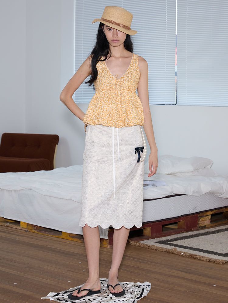 rirri SS25 バケーションウェア 100%コットン フローラル ブラウス - Resort Collection