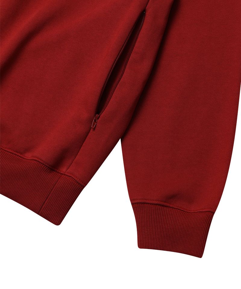 HAIF-ZIP HOODIE (LONG)_DARK RED