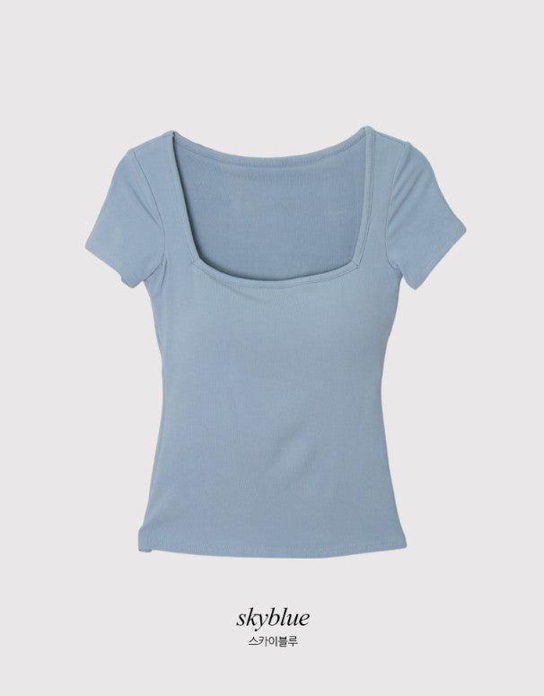 #Basic Square Cap Slim Short Sleeve T-shirt (5color)
