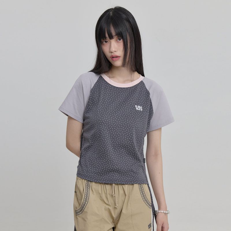 Star Dot Shirring Half Sleeve T-shirt