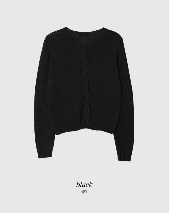 Basic Cotton100 Round Knit Cardigan (7color)