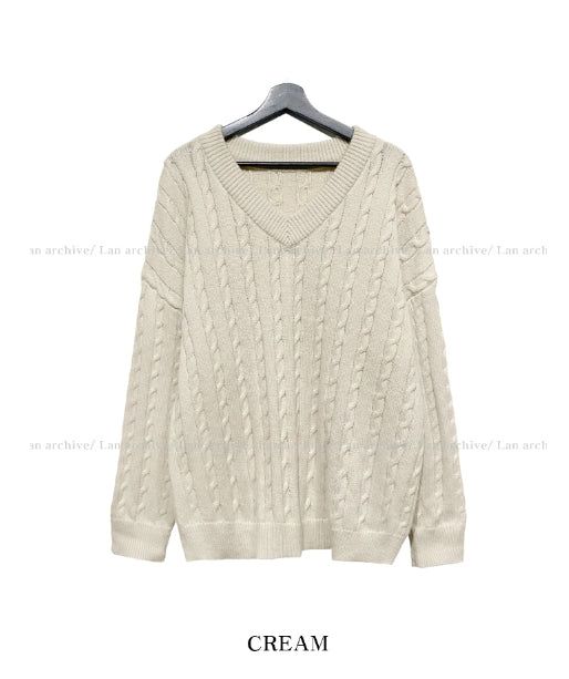 Little V-neck Cable Knit