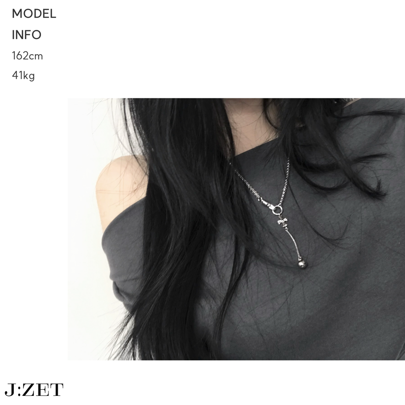 J:ZET(ジェイゼット)の「Silver Cross Ring Ball Necklace(Accessories)」