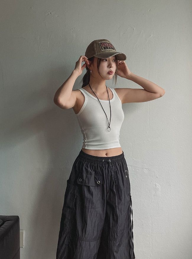 Multi-pocket D-ring Nylon Bermuda Pants