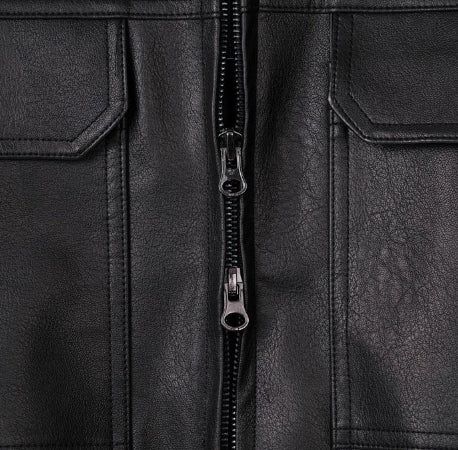 Brick pocket leather jacket