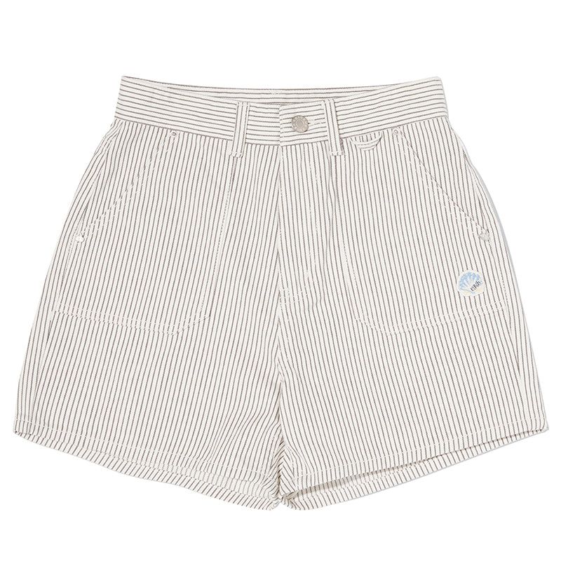CHERRY STRIPE DENIM SHORT PANTS [LIGHT GRAY]