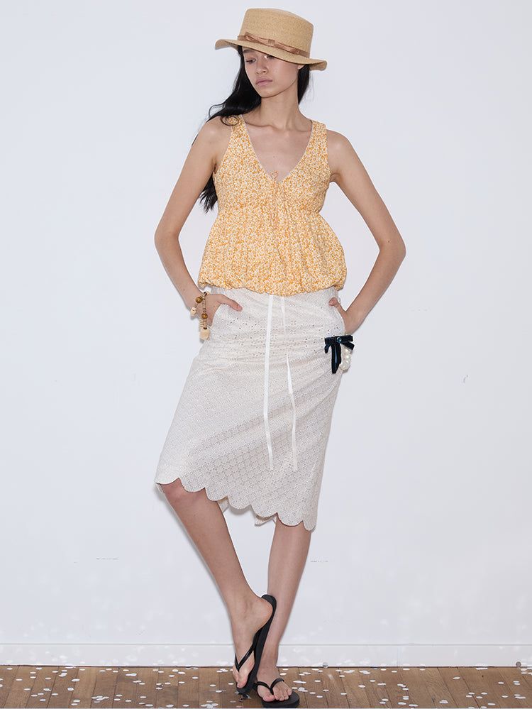 rirri SS25 バケーションウェア 100%コットン フローラル ブラウス - Resort Collection