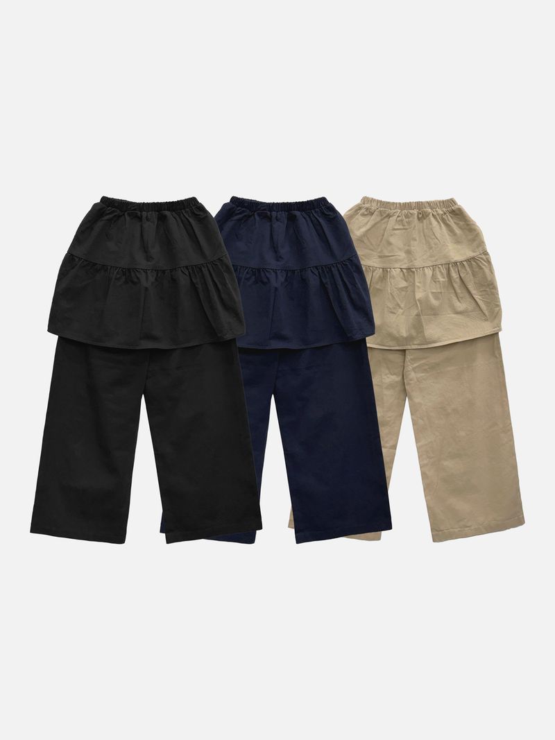 Pale Shirring Wide Skirt Pants (3c)