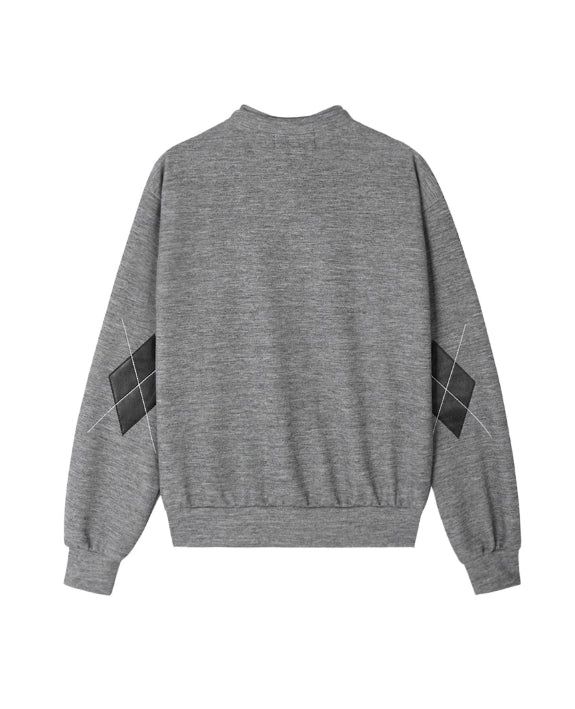 Scent Leather Patch Argyle Cardigan