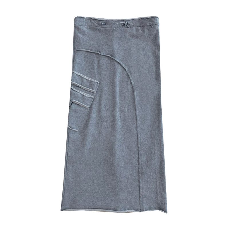 String pocket long cotton skirt