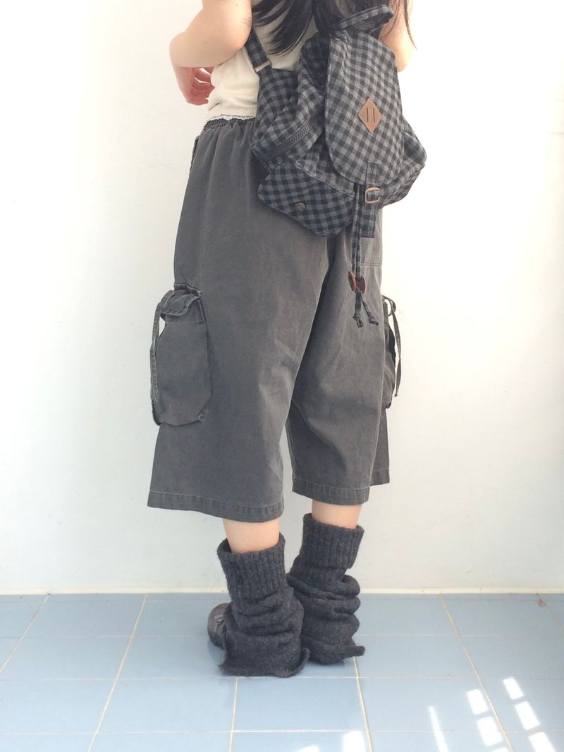 washing ribbon pocket cargo pants
