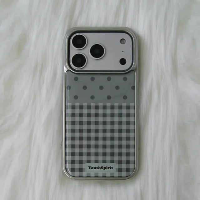 Dot Check Matcha Silver Epoxy Case
