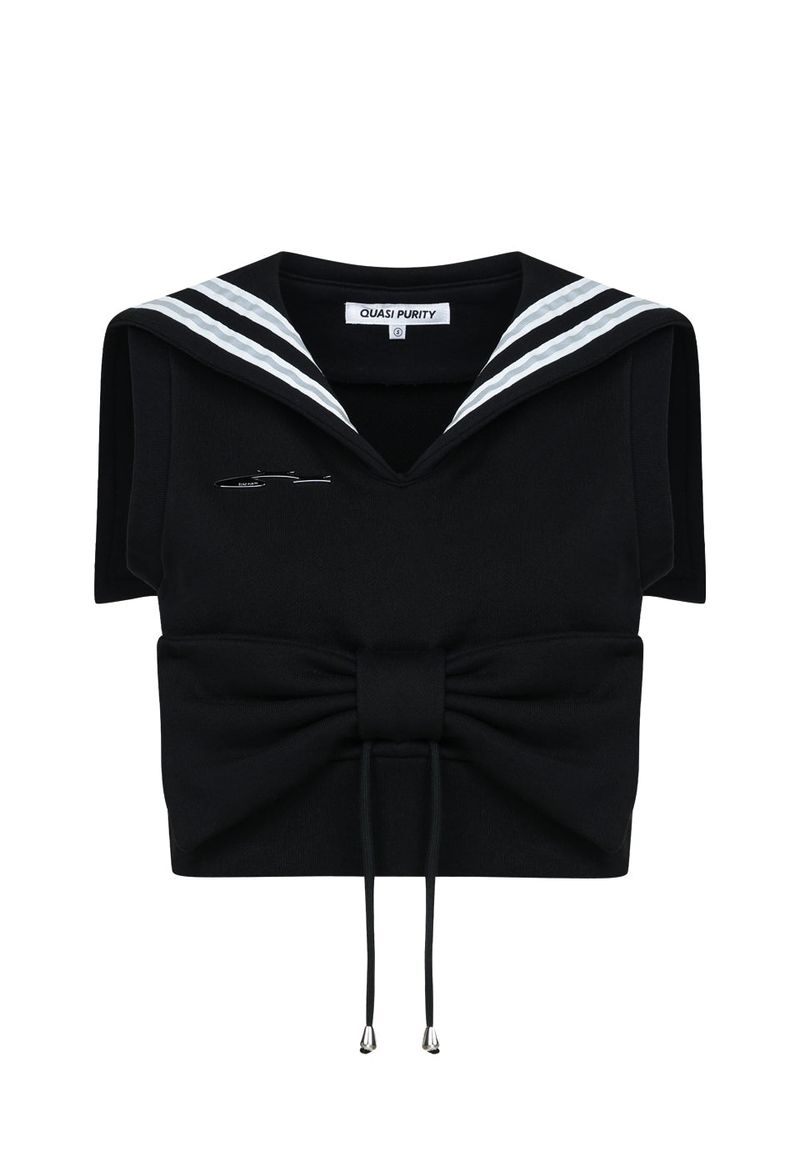 RIBBON SAILOR VEST (BLACK)