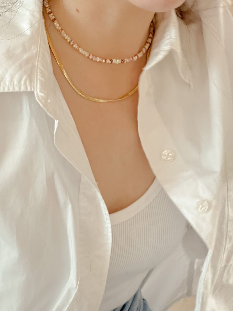 Strawberry Ice Cream Beads Initials Necklace