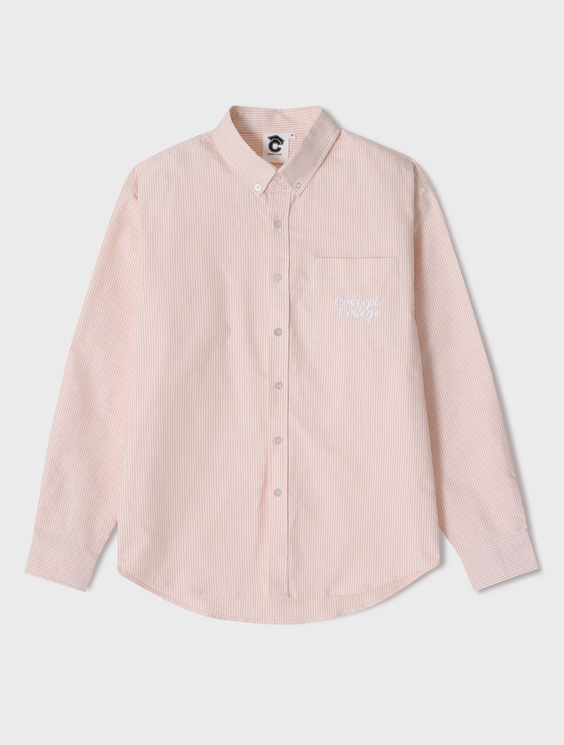CONCEPT COLLEGE（コンセプトカレッジ）の「Basic Logo One Pocket Oxford Stripe Shirt / Orange [Unisex]（Tops）」