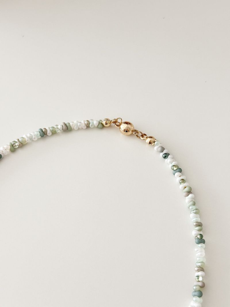 Greeny Green Beads Initials Necklace