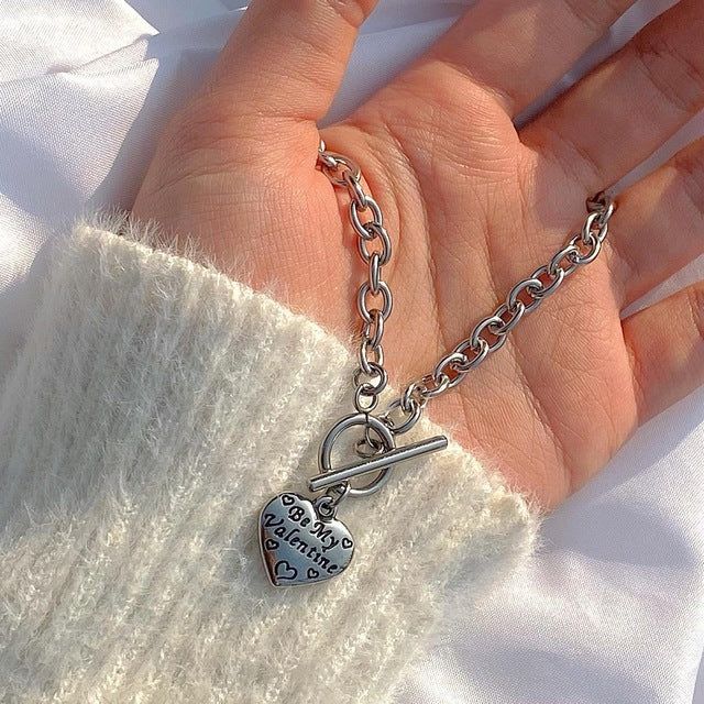 Cozy toggle heart necklace