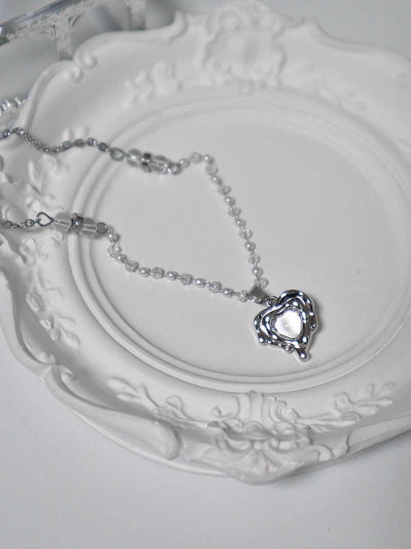 mood heart crystal necklace
