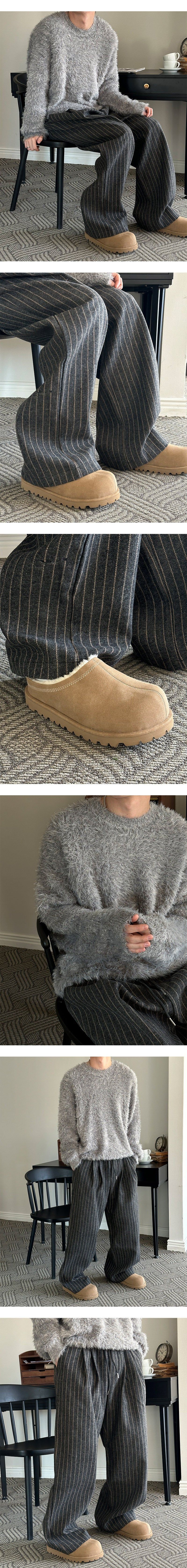 [F/W] Wool stripe banding pants