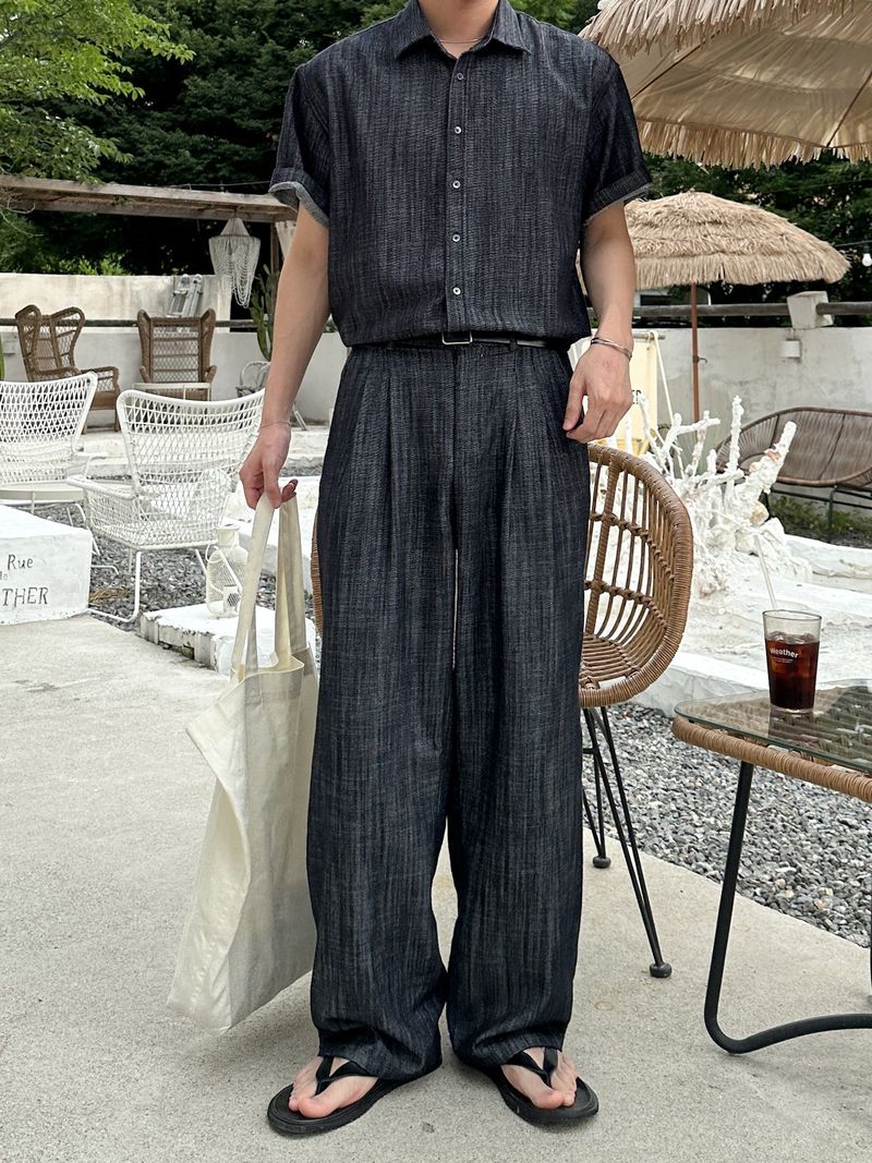 Olin linen two tuck wide denim