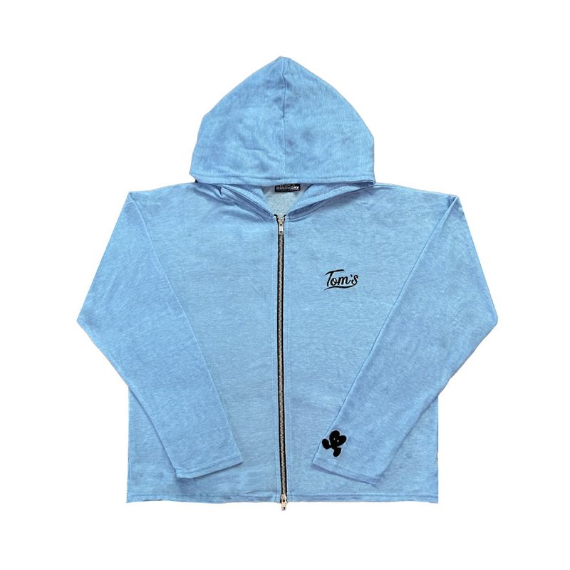 TOM'S BIRTHDAY（トムズバースデー）の「LOVE ME Sleeve Hoodie Zipup SKY（Tops）」